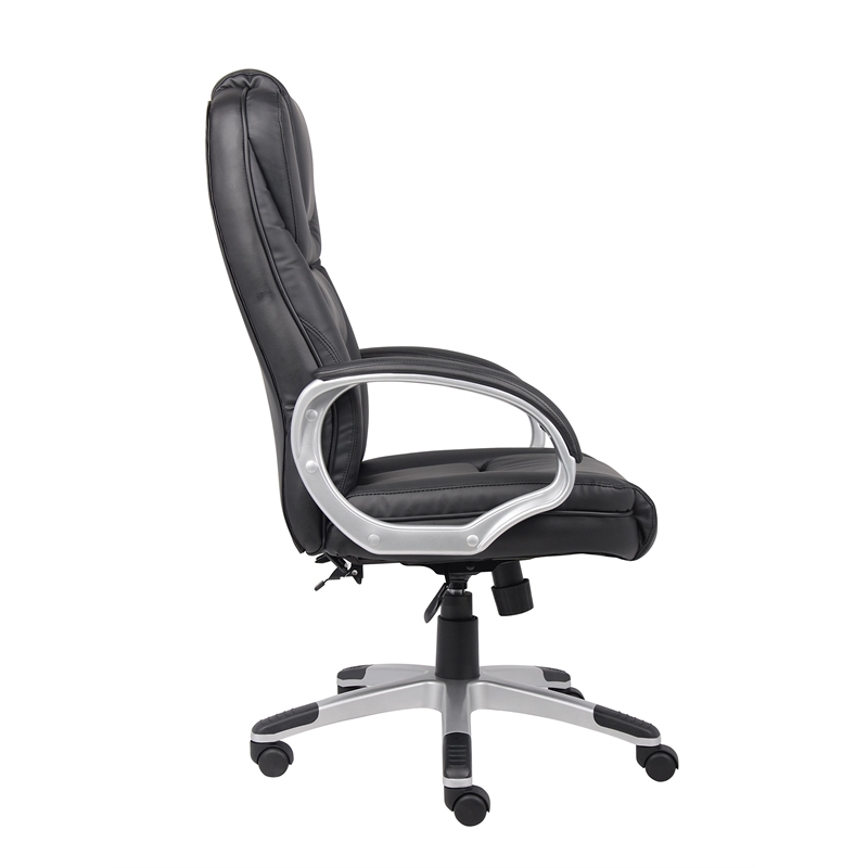 Boss Office Products No Tools Required Executive Leather Office Chair in Black