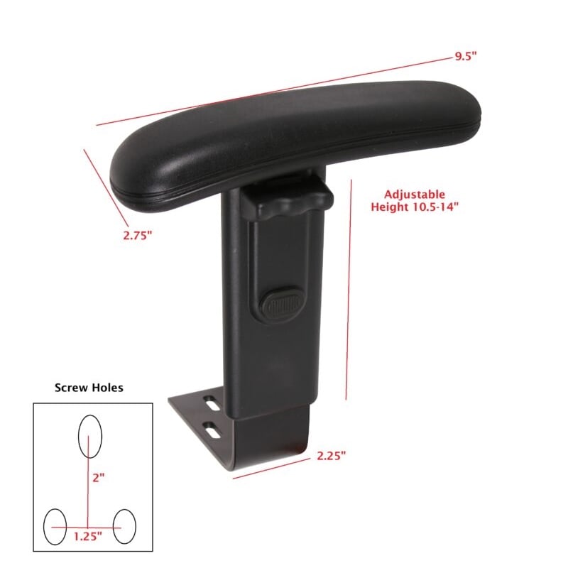 Boss Office Products Plastic Adjustable Height Arm Kit in Black