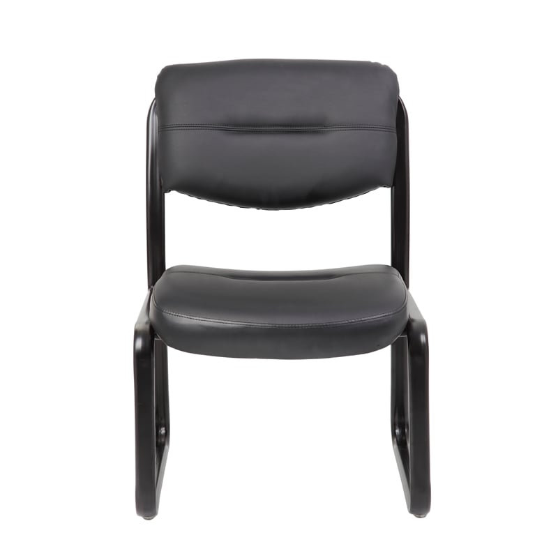 Boss Office Products Leather Plus with Black Frame Guest Chair