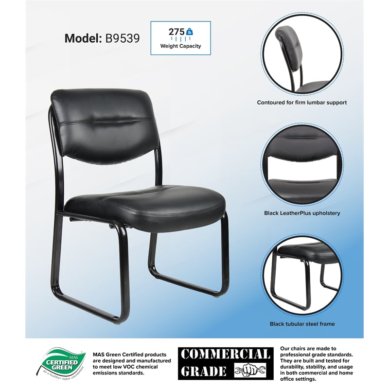 Boss Office Products Leather Plus with Black Frame Guest Chair