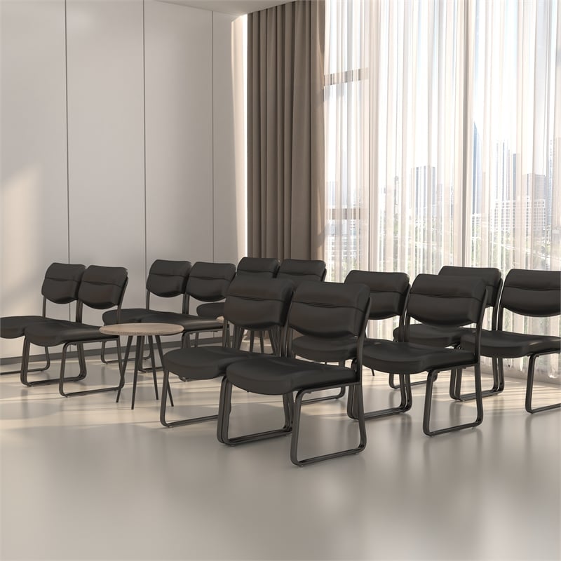 Boss Office Products Leather Plus with Black Frame Guest Chair