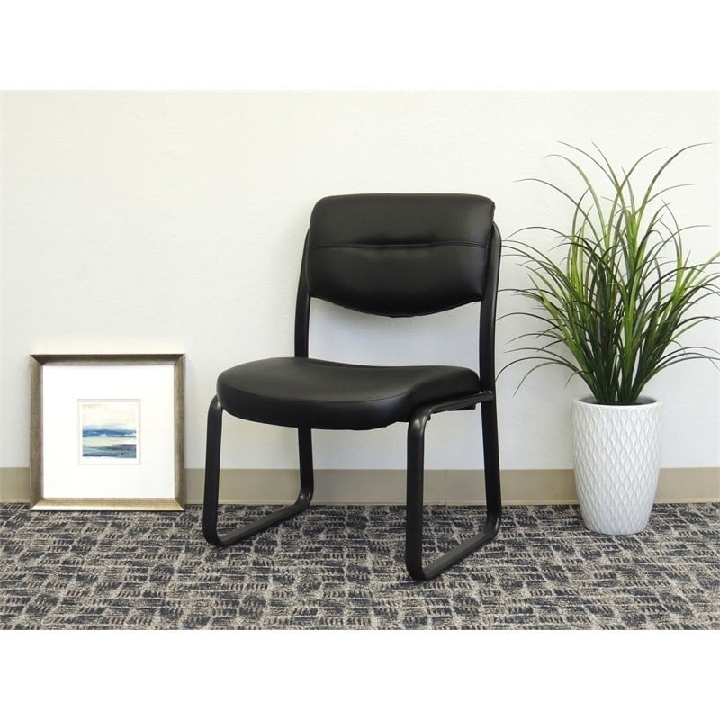 Boss Office Products Leather Plus with Black Frame Guest Chair