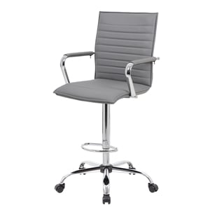 Boss Office Modern Ribbed Back Adjustable Sit-Stand Stool in Gray