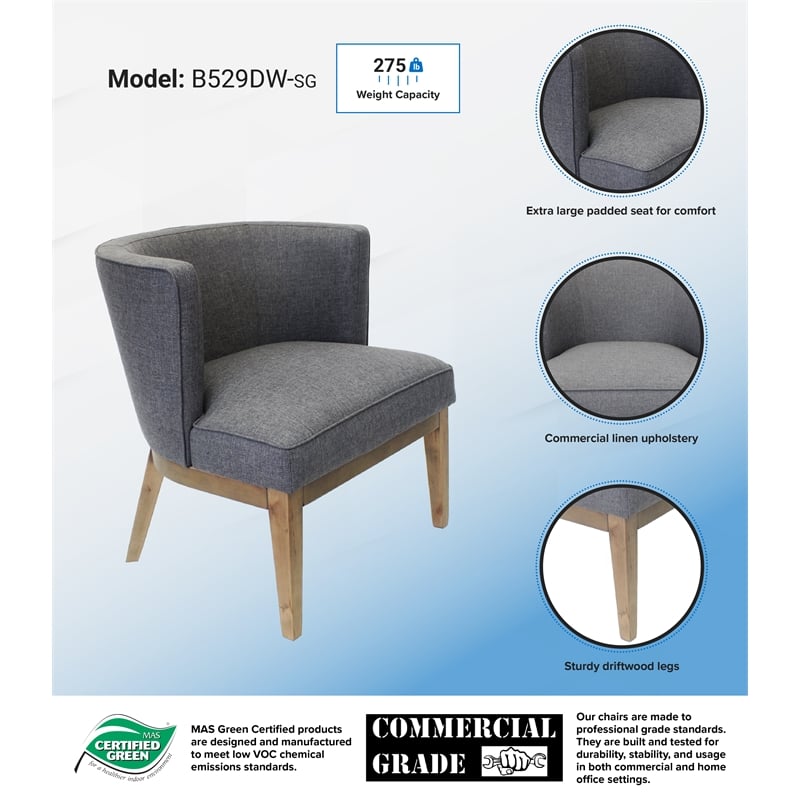 Boss Office Ava Accent Chair in Slate Grey