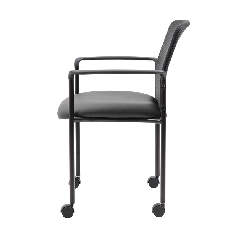 Boss Office Mesh Guest Chair with Casters in Black