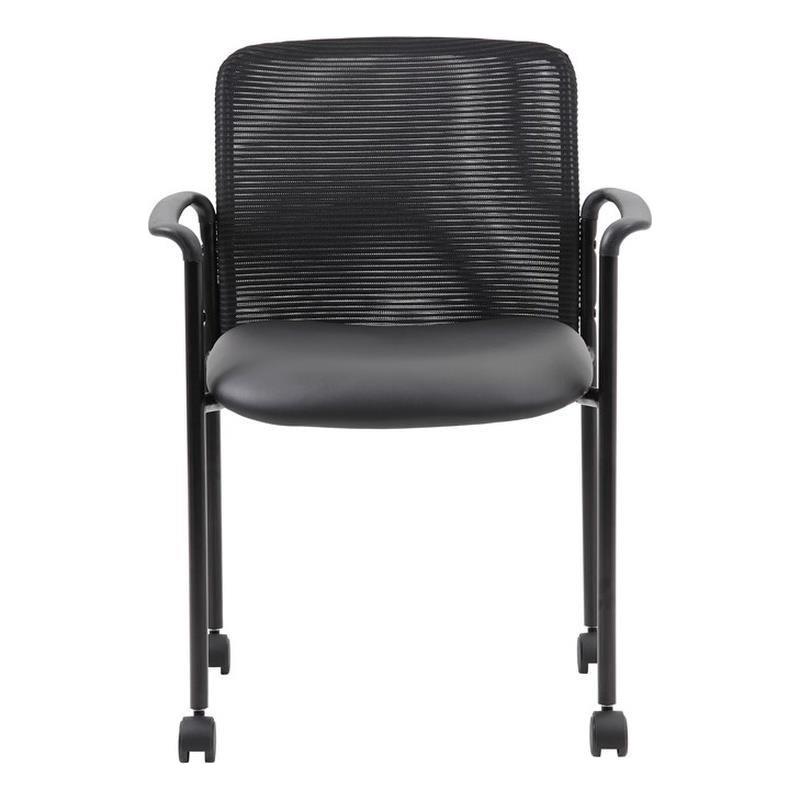 Boss Office Mesh Guest Chair with Casters in Black