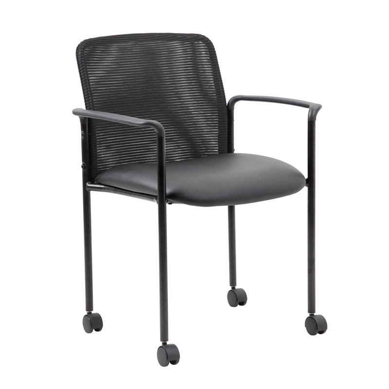 Boss Office Mesh Guest Chair with Casters in Black