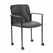 Boss Office Mesh Guest Chair with Casters in Black