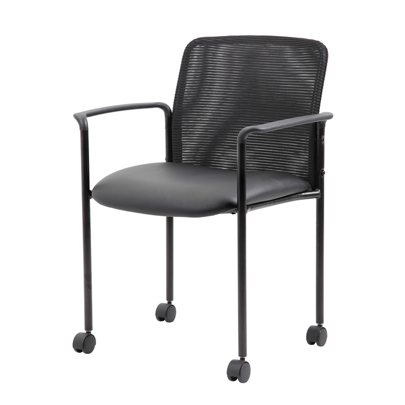 Boss Office Mesh Guest Chair with Casters in Black