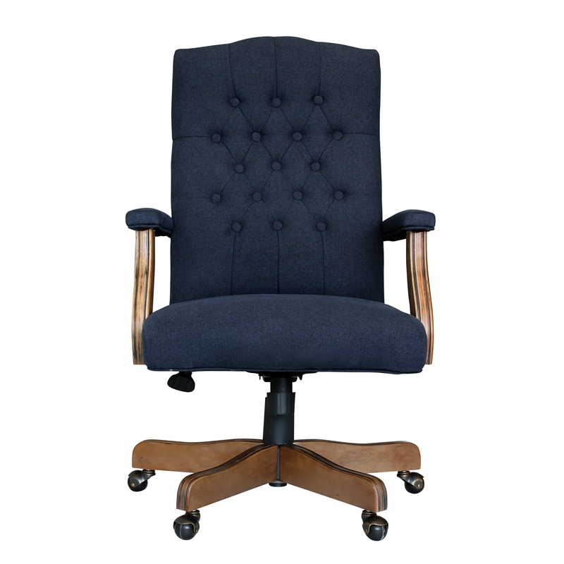 Boss Office Traditional Executive Chair in Denim Blue Linen