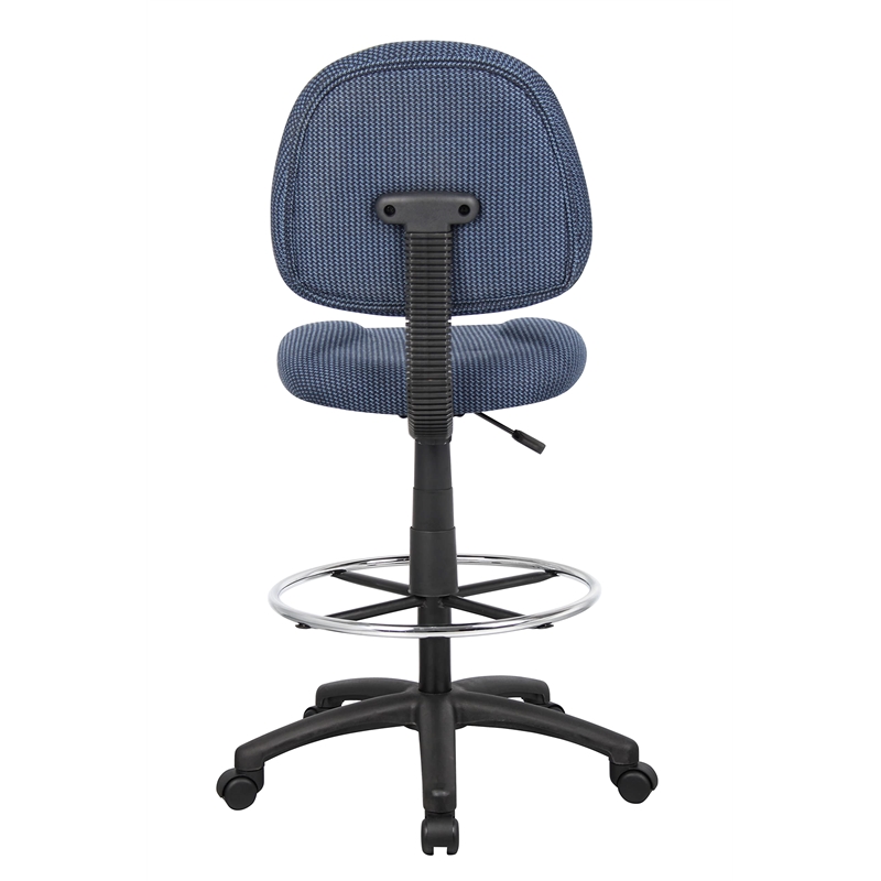 Boss Office Contoured Comfort Rolling Fabric Drafting Stool in Blue