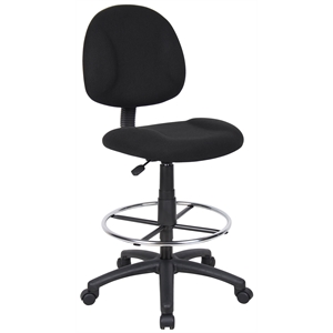 Boss Office Contoured Comfort Rolling Fabric Drafting Stool in Black