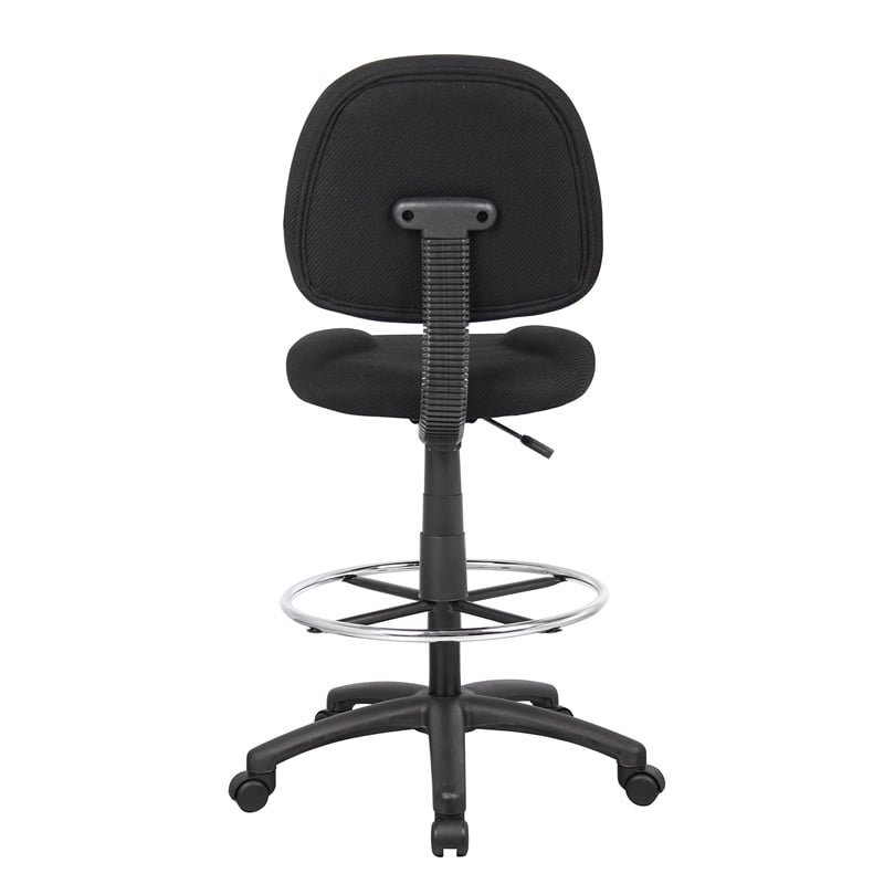 Boss Office Contoured Comfort Rolling Fabric Drafting Stool in Black