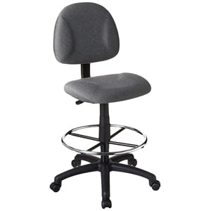 Boss Office Contoured Comfort Rolling Fabric Drafting Stool in Gray