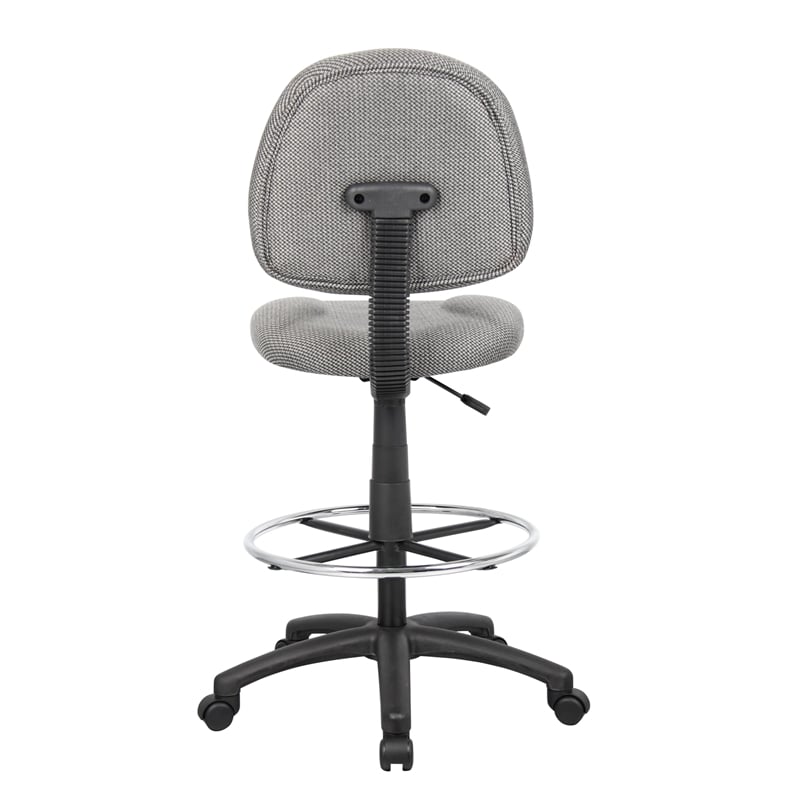 Boss Office Contoured Comfort Rolling Fabric Drafting Stool in Gray