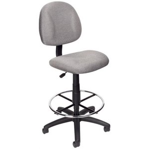 Boss Office Contoured Comfort Rolling Fabric Drafting Stool in Gray