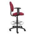 Boss Office Contoured Comfort Fabric Drafting Stool with Arms in Burgundy