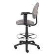 Boss Office Contoured Comfort Rolling Fabric Drafting Stool with Arms in Gray