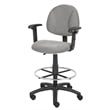 Boss Office Contoured Comfort Rolling Fabric Drafting Stool with Arms in Gray