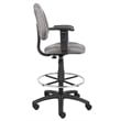 Boss Office Contoured Comfort Rolling Fabric Drafting Stool with Arms in Gray