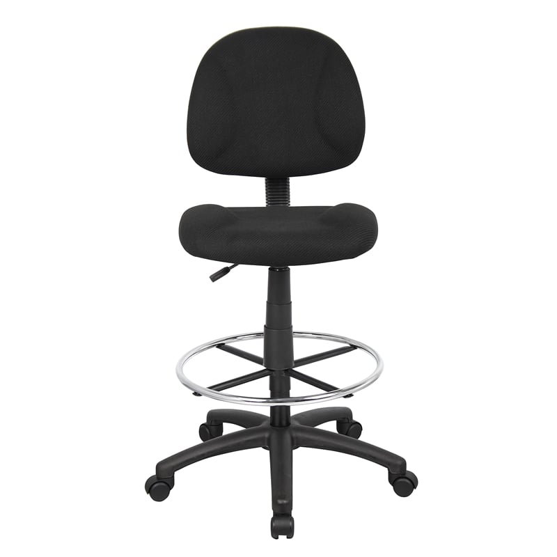 Boss Office Contoured Comfort Fabric Drafting Stool with Loop Arms in Gray
