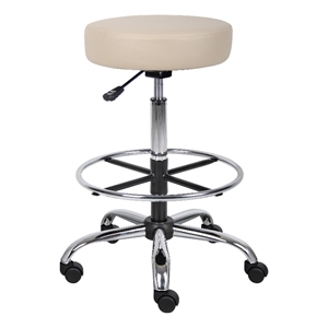 boss office adjustable faux leather upholstered medical drafting stool in beige b16240-5