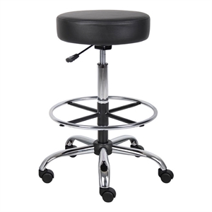 boss office adjustable faux leather upholstered medical drafting stool in black b16240-5