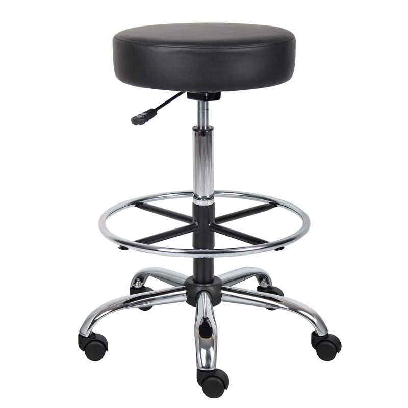 Boss Office Products Vinyl Medical/Drafting Stool in Black