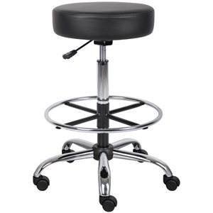 boss office adjustable faux leather upholstered medical drafting stool in black b16240-5