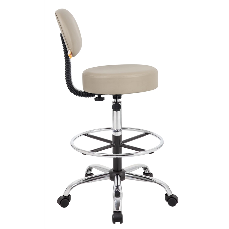 Boss Office Products Vinyl Mid-Back Medical/Drafting Stool in Beige