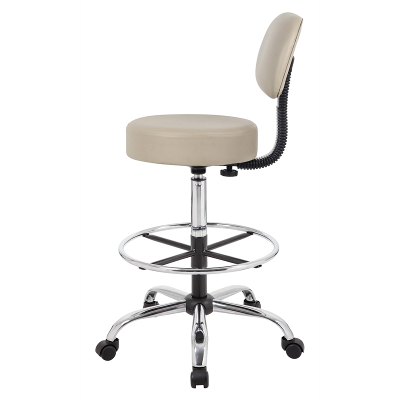 Boss Office Products Vinyl Mid-Back Medical/Drafting Stool in Beige