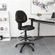 Boss Office Adjustable Arm Fabric Upholstered Drafting Stool in Black