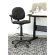 Boss Office Adjustable Arm Fabric Upholstered Drafting Stool in Black