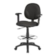 Boss Office Adjustable Arm Fabric Upholstered Drafting Stool in Black