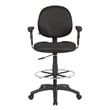 Boss Office Adjustable Arm Fabric Upholstered Drafting Stool in Black
