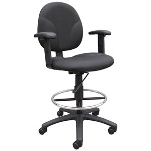 boss office adjustable fabric upholstered drafting stool in black b1690-1