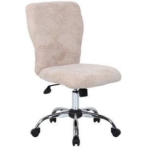 Boss Office Tiffany Faux Fur Office Swivel Chair in Cream