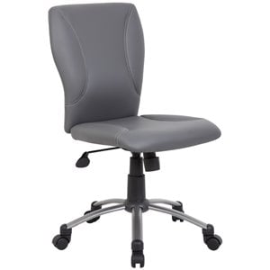 boss office tiffany faux leather upholstered office swivel chair in gray