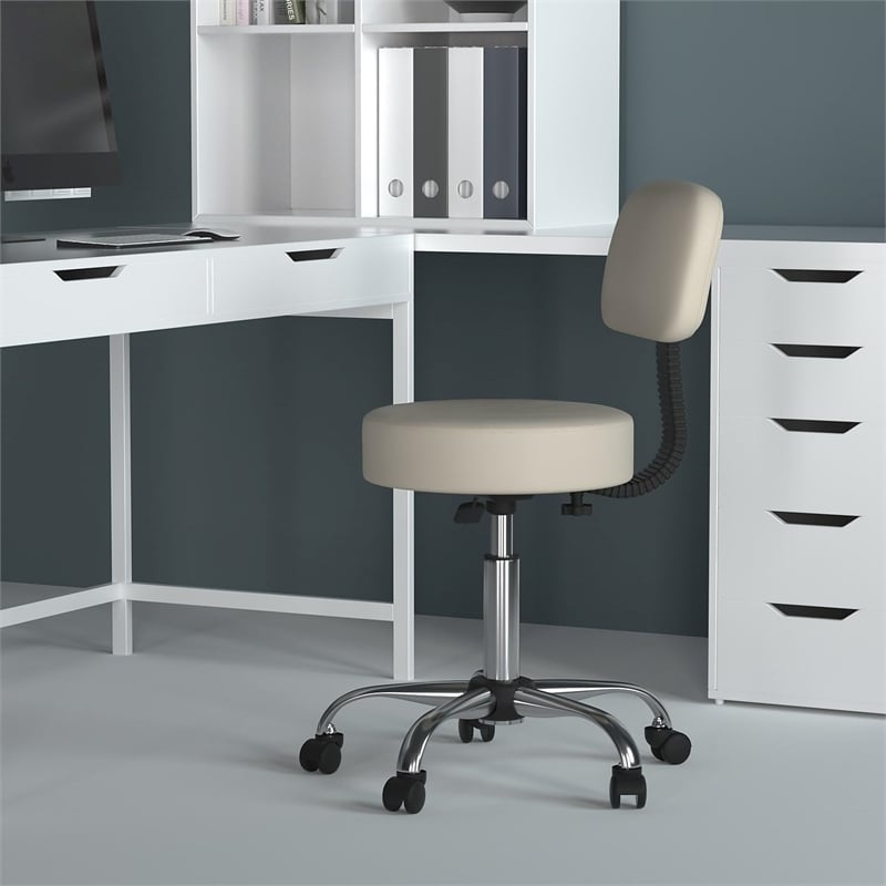 Boss Office Products Vinyl Mid-Back Medical Stool in Beige