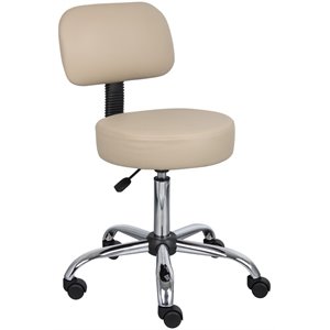 boss office adjustable faux leather backed wheeled office stool b245