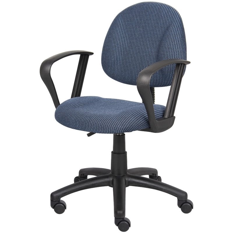 Boss Office Mid Back Ergonomic Fabric Office Swivel Chair With Arms in Blue