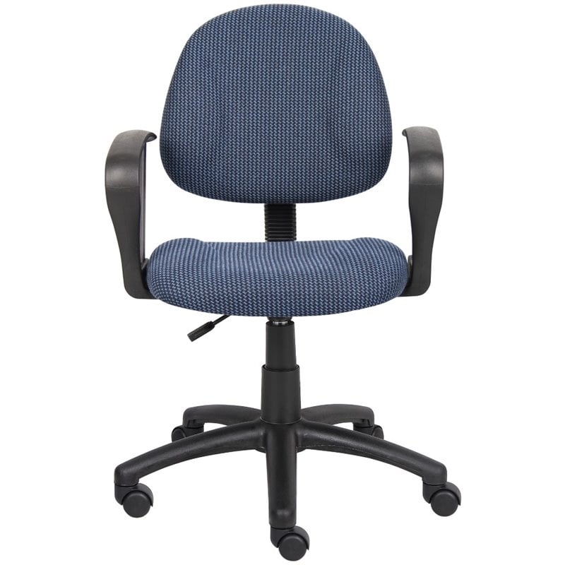 Boss Office Mid Back Ergonomic Fabric Office Swivel Chair With Arms in Blue