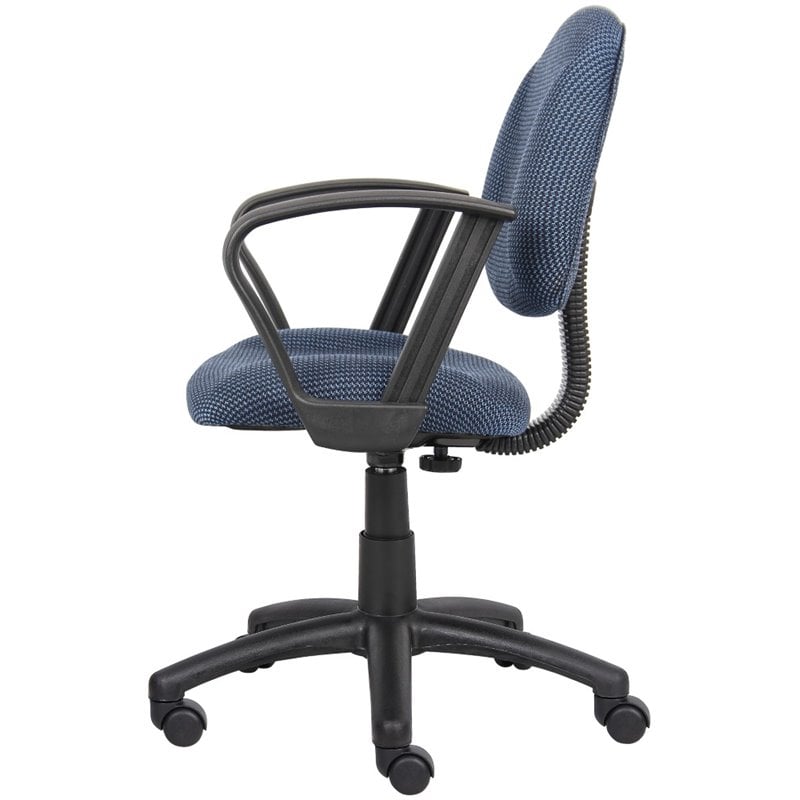 Boss Office Mid Back Ergonomic Fabric Office Swivel Chair With Arms in Blue
