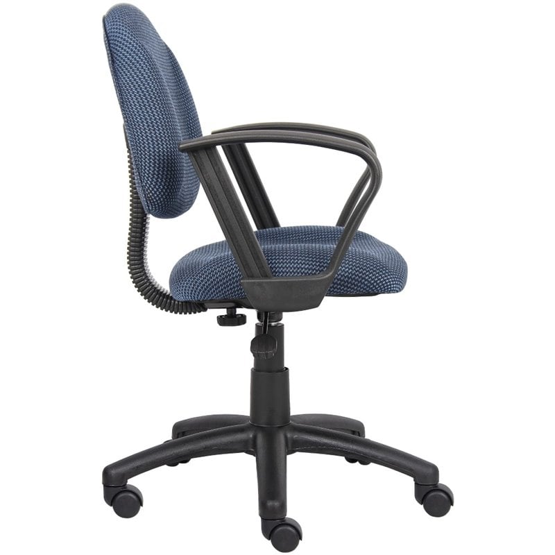 Boss Office Mid Back Ergonomic Fabric Office Swivel Chair With Arms in Blue