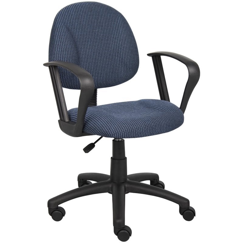 Boss Office Mid Back Ergonomic Fabric Office Swivel Chair With Arms in Blue