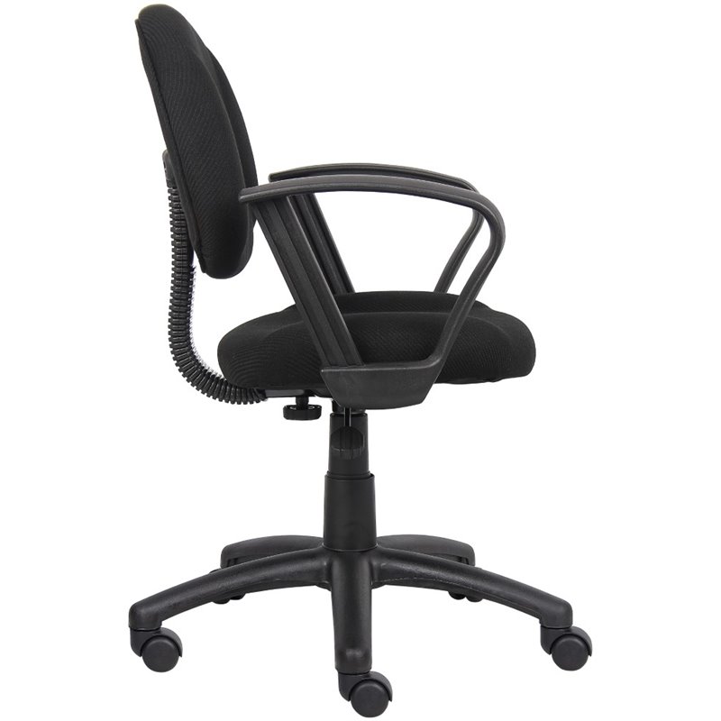 Boss Office Mid Back Ergonomic Fabric Office Swivel Chair With Arms in Black