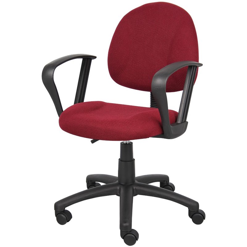 Boss Office Mid Back Ergonomic Fabric Office Swivel Chair With Arms in Burgundy