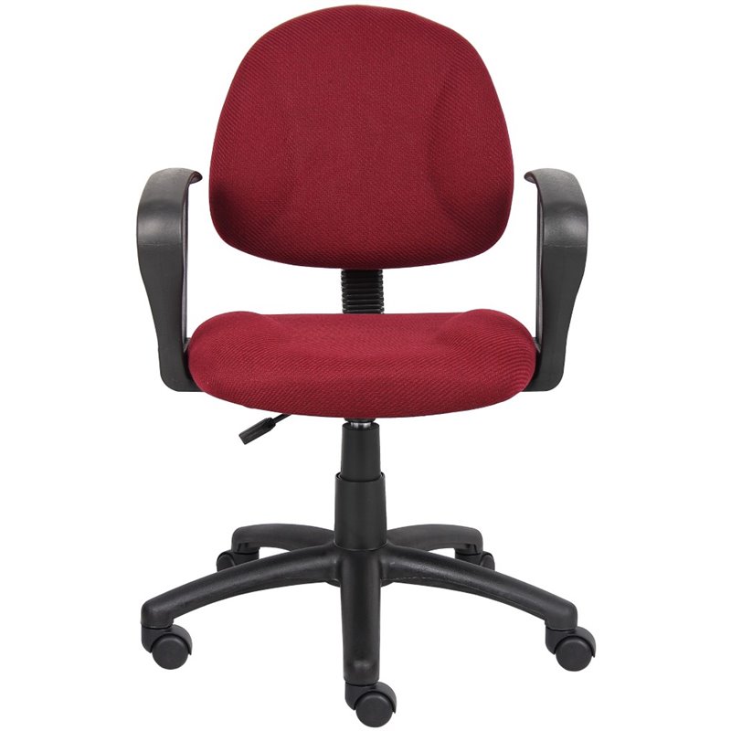 Boss Office Mid Back Ergonomic Fabric Office Swivel Chair With Arms in Burgundy