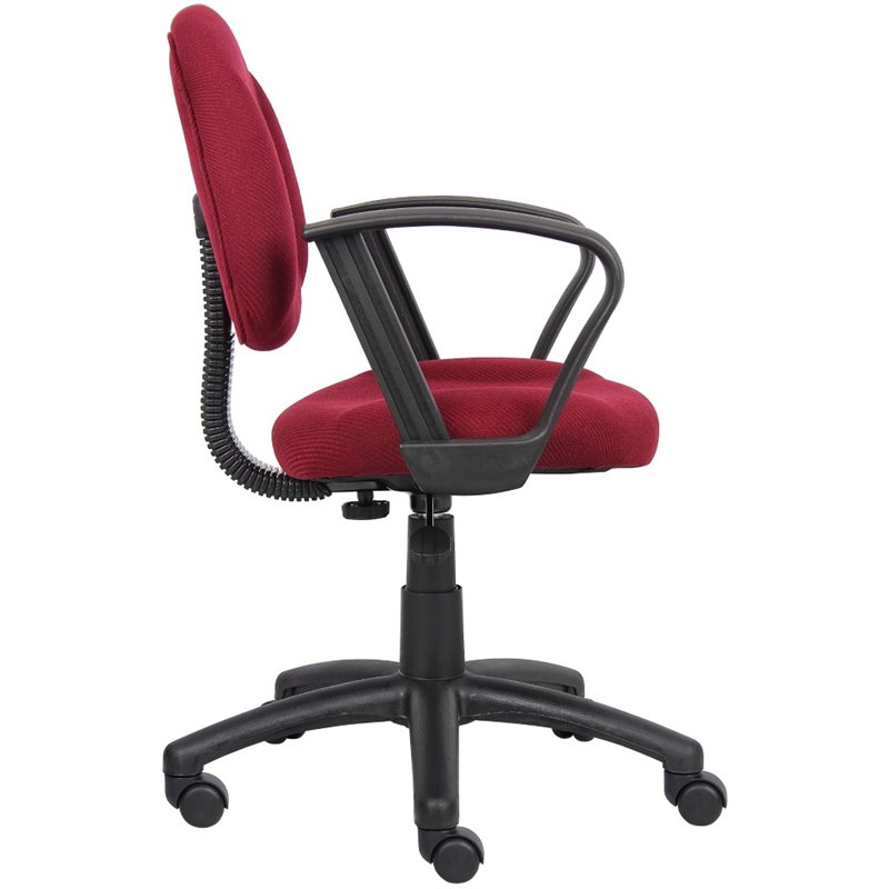 Boss Office Mid Back Ergonomic Fabric Office Swivel Chair With Arms in Burgundy