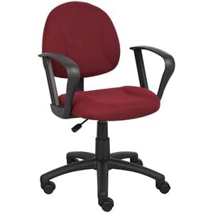Boss Office Mid Back Ergonomic Fabric Office Swivel Chair With Arms in Burgundy